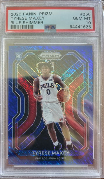 2020 Prizm Tyrese Maxey Blue Shimmer PSA 10