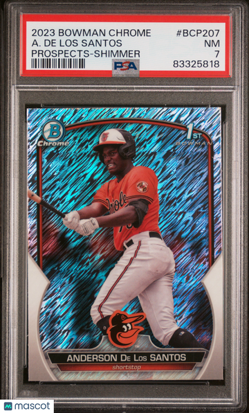 2023 Bowman Chrome Prospects A. De Los Santos #BCP207 Shimmer Ref PSA 7