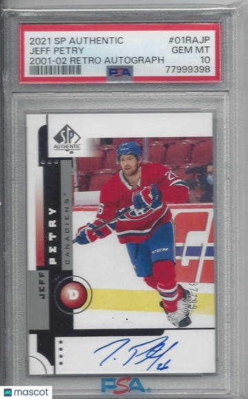 2021 SP Authentic 2001-02 Retro Autographs Jeff Petry #01RAJP PSA 10