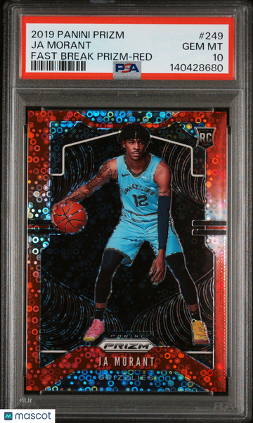 2019 Panini Prizm Ja Morant #249 Fast Break Red /125 Rookie RC PSA 10