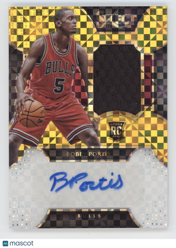 2015 Panini Select Rookie Autographs Bobby Portis #RA-BPT Gold Checkerboard /10 RC