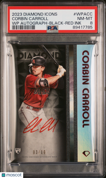 2023 Topps Diamond Icons White Polychromatink Autographs Corbin Carroll #WPACC WP Black Red /10 PSA 8