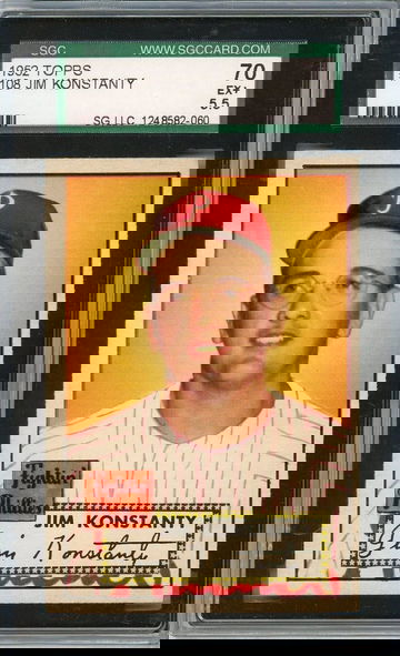 1952 Topps Jim Konstanty #108 SGC 70 P1336