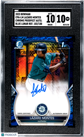 2023 Bowman Lazaro Montes #CPA-LM CHR. Pros. Autograph Blue Lunar CR. Refractor SGC 10 Auto 10