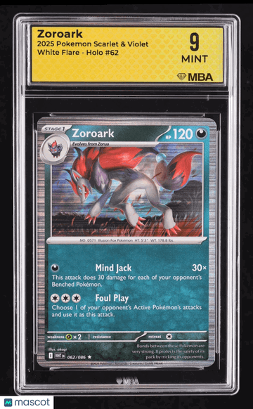 2025 Pokemon Scarlet & Violet White Flare Zoroark Holo MBA 9 #62