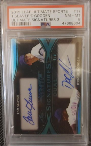 2019 Leaf Ultimate Sports Ultimate Dual Signatures 4/4 Tom Seaver And Dwight Gooden New York Mets