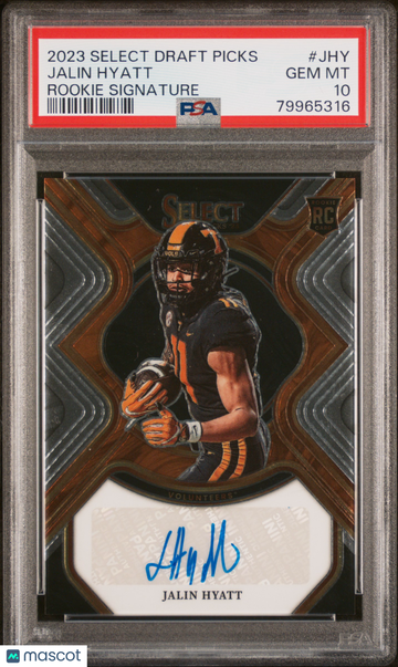2023 Panini Select Draft Picks Rookie Signatures Jalin Hyatt #JHY PSA 10