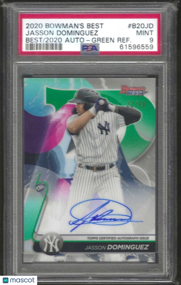 2020 Bowman's Best Best Of 2020 Autographs Jasson Dominguez #B20JD Green Refractor PSA 9