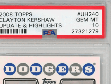 2008 Topps Update & Highlights Clayton Kershaw #UH240 PSA 10