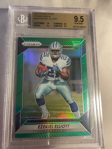 2016 Prizm EZEKIEL ELLIOTT Green BGS 9.5 True Gem +  Low Pop