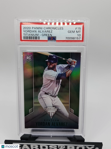 2020 Panini Chronicles Yordan Alvarez #15 Green Rookie Insert Trading Card PSA 10 Houston Astros