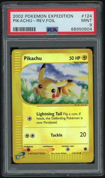 2002 Pokemon Expedition Reverse Holo Pikachu #124 PSA 9