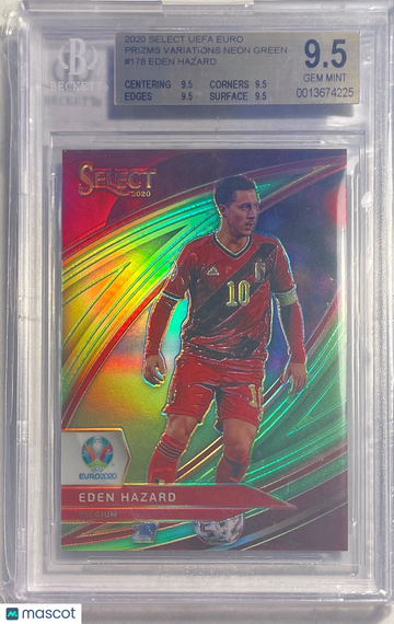 2020 Select UEFA Euro Prizms Variations Neon Green Eden Hazard #178 BGS 9.5