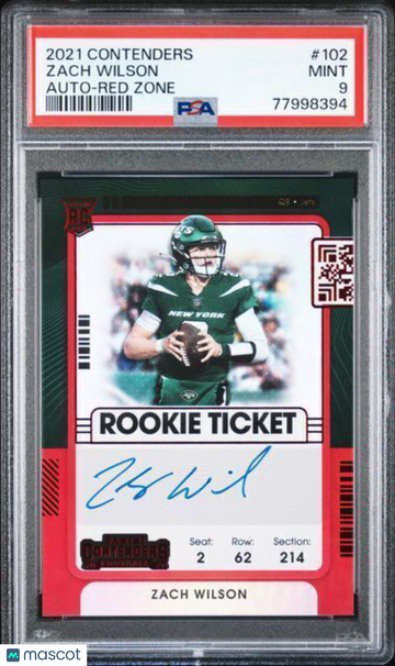 2021 Panini Contenders Zach Wilson #102 Auto Red Zone PSA 9