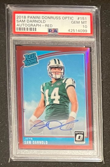 Sam Darnold 2018 Panini Donruss Optic Rated Rookie Auto Red #d 20/50 PSA 10
