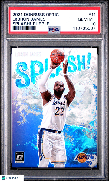 2021 Panini Donruss Optic Splash! LeBron James #11 Purple PSA 10