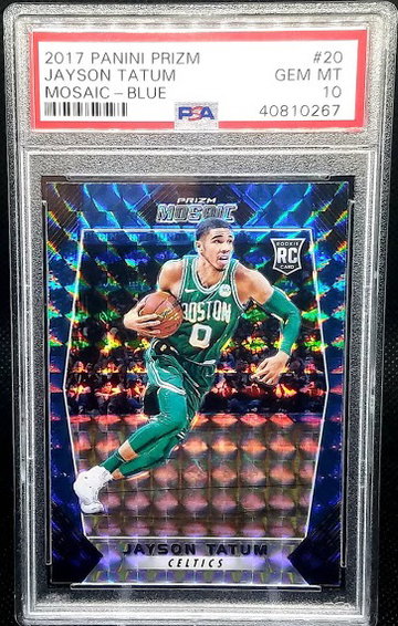 Jayson Tatum 2017 Panini Prizm Mosaic Blue RC Rookie # 20 Gem Mint PSA 10 POP 9