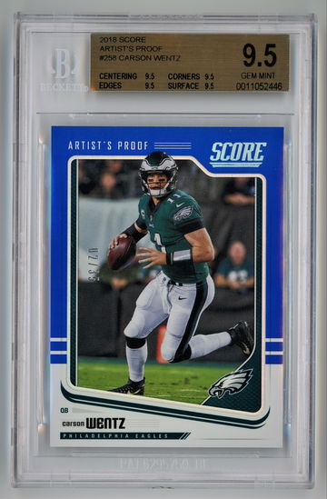 2018 Score Artists Proof Blue /35 Carson Wentz BGS 9.5