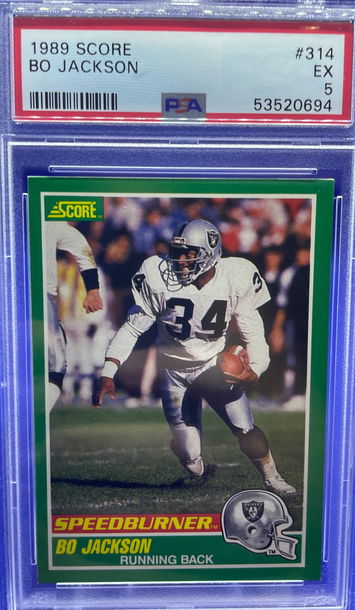 1989 Score Football #314 Bo Jackson Speedburner Los Angeles Raiders PSA 5 EX