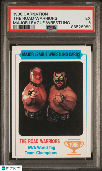1986 Carnation Major League Wrestling The Road Warriors PSA 5