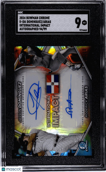 2024 Bowman Chrome Arias Dominguez #II-DA Int'l Impact Autograph SGC 9