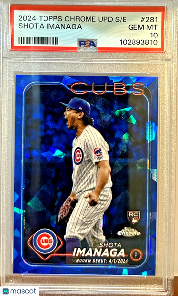 Graded 2025 Topps Chrome Update Sapphire Rookie Debut PSA 10 Shota Imanaga Cubs Baseball Card