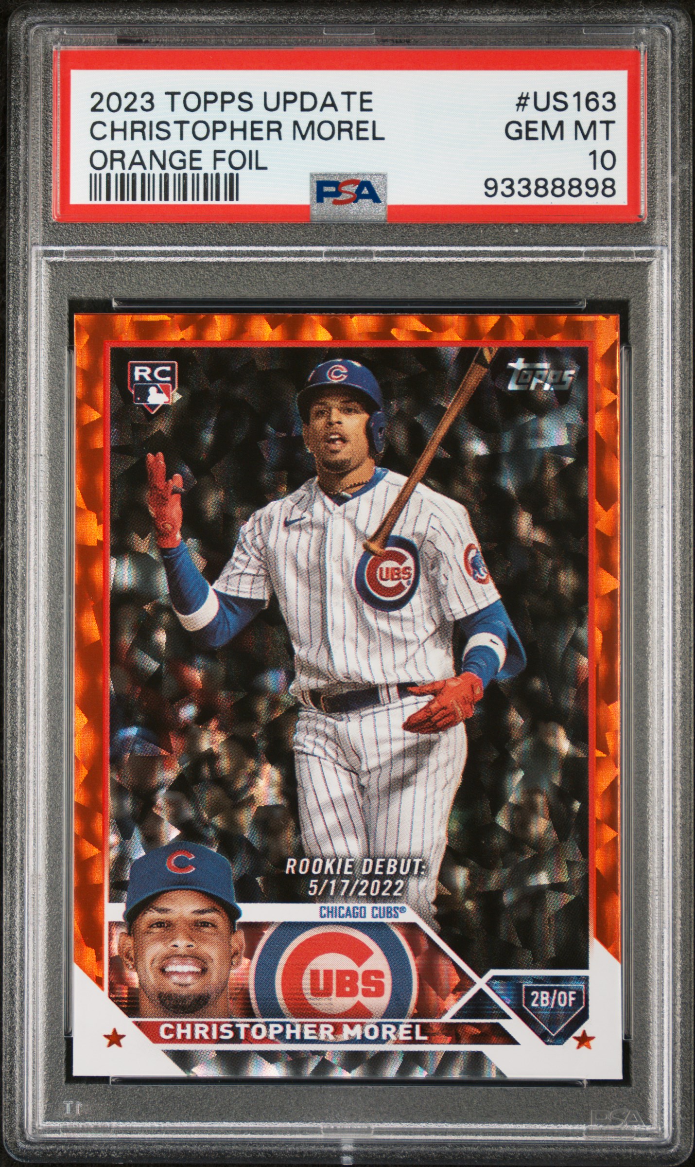 2023 Topps Update Orange Foil Christopher Morel #US163 RC /299 PSA 10