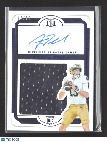2025 Panini National Treasures Collegiate Riley Leonard #RSS-RLD /75 RC Authentic Memorabilia