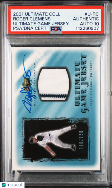 2001 Ultimate Collection Ultimate Game Jersey Roger Clemens #U-RC /150 PSA A Auto 10