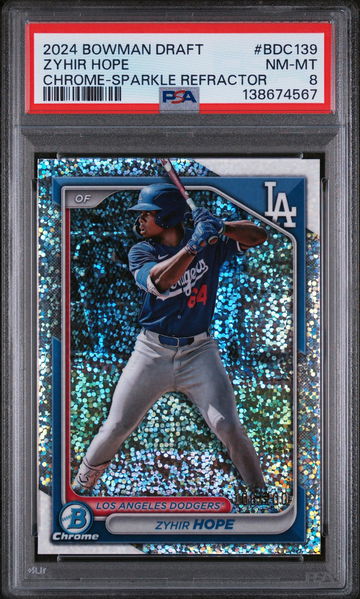 2024 Bowman Draft Sparkle Refractor Zyhir Hope #BDC-139 PSA 8