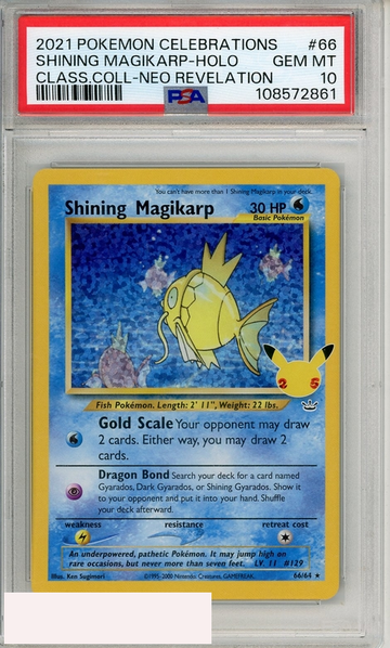 2021 PKMN CELEB CLASS COLL SHINING MAGIKARP-HOLO #66 NEO REV PSA 10