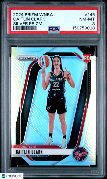 2024 Panini Prizm WNBA Caitlin Clark #145 Silver PSA 8