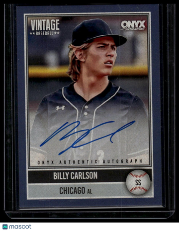 2026 Onyx Vintage Baseball Billy Carlson #VA-BICA Blue Bordered Auto AU SN100