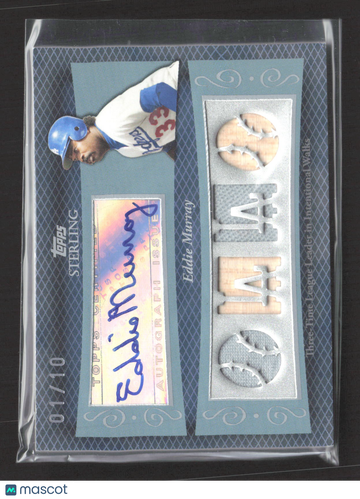 2008 Topps Sterling Sterling Moments Eddie Murray #4SMA-17 /10 Autograph Relic Authentic Game-Used Memorabilia