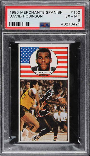 1986 Merchante Spanish Rookie David Robinson PSA 6