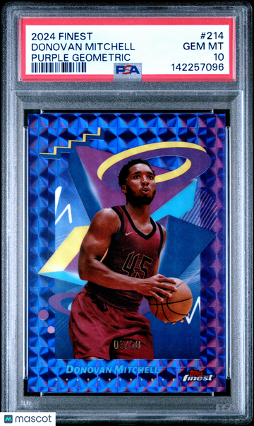 2024 Topps Finest Donovan Mitchell #214 Purple Geometric /50 PSA 10