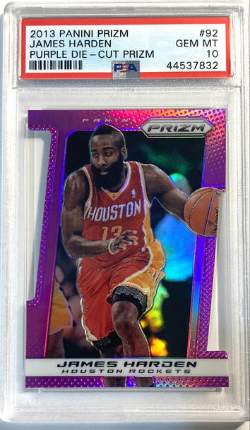 2013-14 Panini Prizm #92 James Harden Purple Die Cut /49 PSA 10