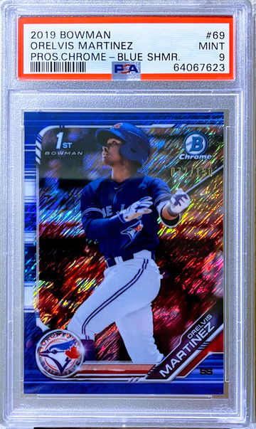 2019 Bowman Chrome Prospects Orelvis Martinez Blue Shimmer /150 PSA 9