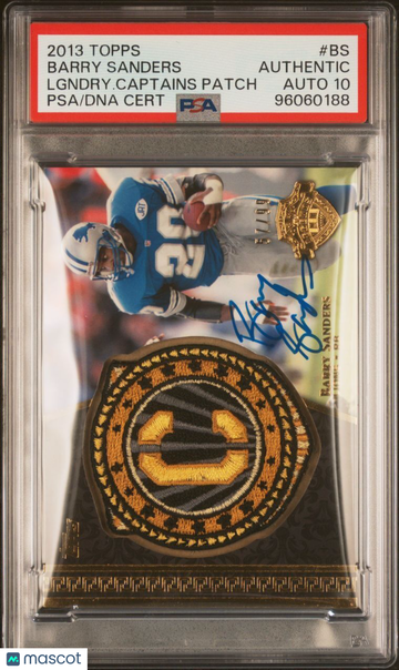 2013 Topps Legendary Captains Patch Barry Sanders #BS Lgndry. Captains PSA 10 Auto 10