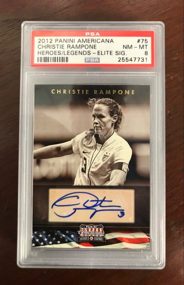 2012 Panini Americana Heroes & Legends Elite Materials Autograph Relic Carli Lloyd RC #69 PSA 8 Pop: 3