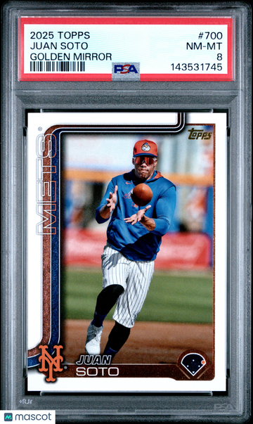 2025 Topps Juan Soto #700 Golden Mirror PSA 8