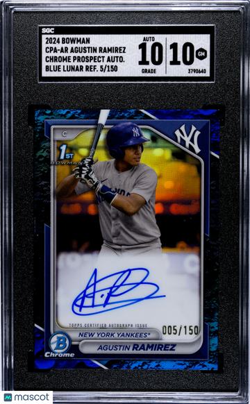 2024 Bowman Agustin Ramirez #CPA-AR Cpa Blue Lunar Refractor 150 SGC 10 Auto 10