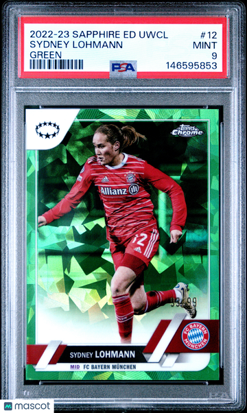 2022-23 Topps Chrome Sapphire Edition Sydney Lohmann #12 Green 93/99 PSA 9