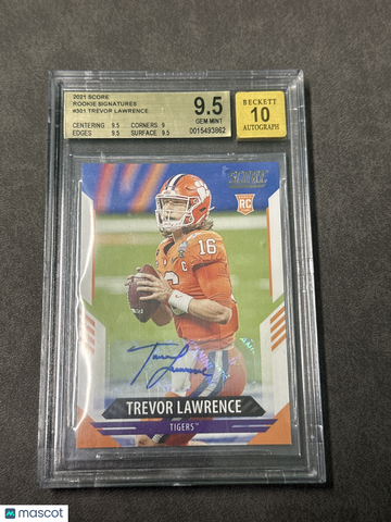 2021 Score Rookie Signatures Trevor Lawrence #301 BGS 9.5 Auto 10