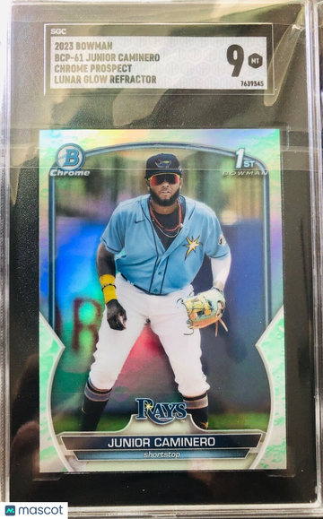 2023 1st Bowman Chrome JUNIOR CAMINERO Lunar Glow Refractor SGC 9 BCP-61 TB Rays