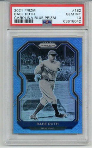 2021 PANINI PRIZM CAROLINA BLUE PRIZM #182 BABE RUTH YANKEES PSA 10 SP LOW POP