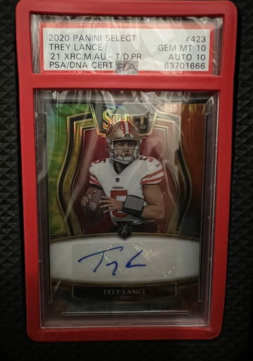 2020 Panini Select Trey Lance Tye Die Auto Gem Mint 10/10