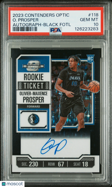2023 Panini Contenders Optic O. Prosper #118 Autograph Black Fotl PSA 10