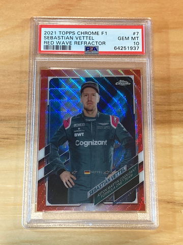 2021 Topps Chrome Formula Sebastian Vettel Red Wave Refractor /5 PSA 10 *POP 1*