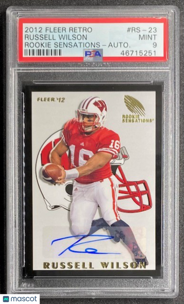 Russell Wilson 2012 Fleer Retro Rookie Sensations Autograph #RS-23 RC - PSA 9